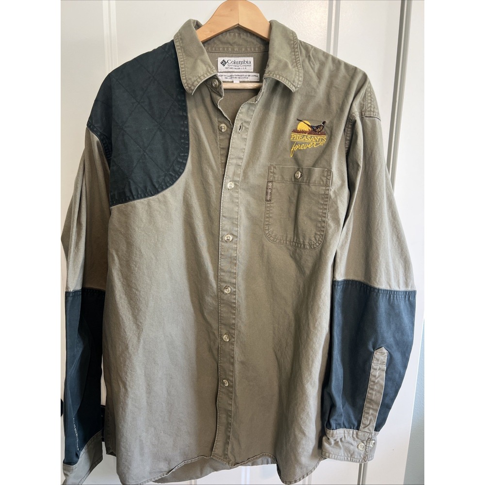 Vintage Columbia Pheasants Forever Long Sleeve Button Down Shooting Shirt‎ Large